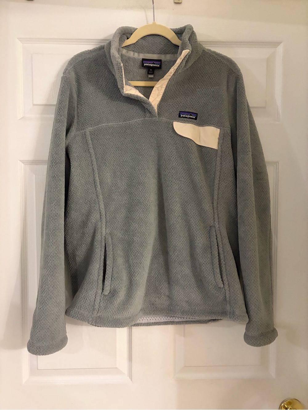 Patagonia Re-Tool Snap-T Pullover Jacket Gray/Beige Pockets Women’s XL